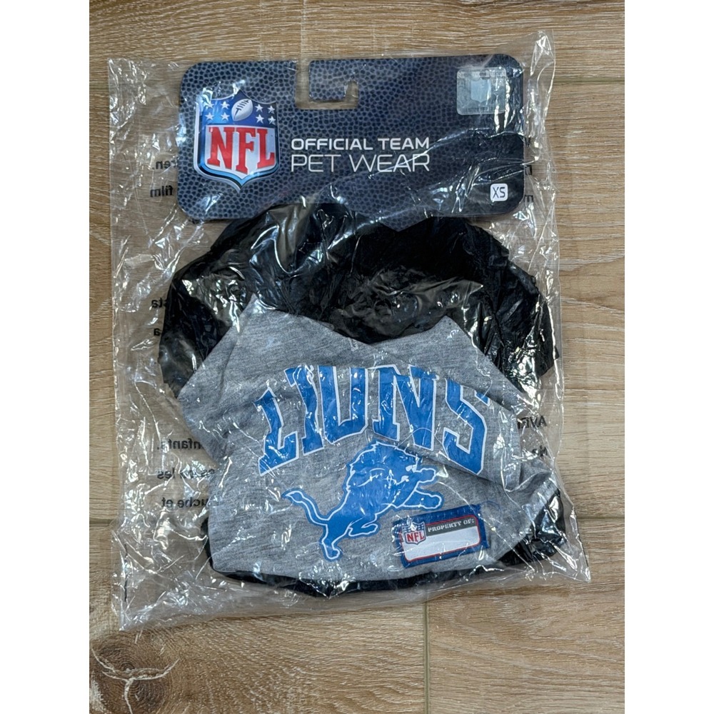 NFL Detroit Lions Pet Hoodie Tee Shirt Gray Black Blue XS DET-4044-XS